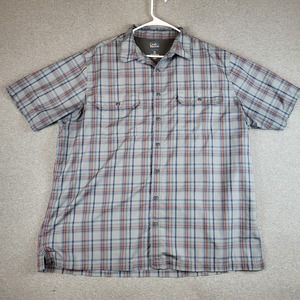 Croft & Barrow Shirt Mens 2XL XXL Plaid Quick Dry Collar Short Sleeve Button Up